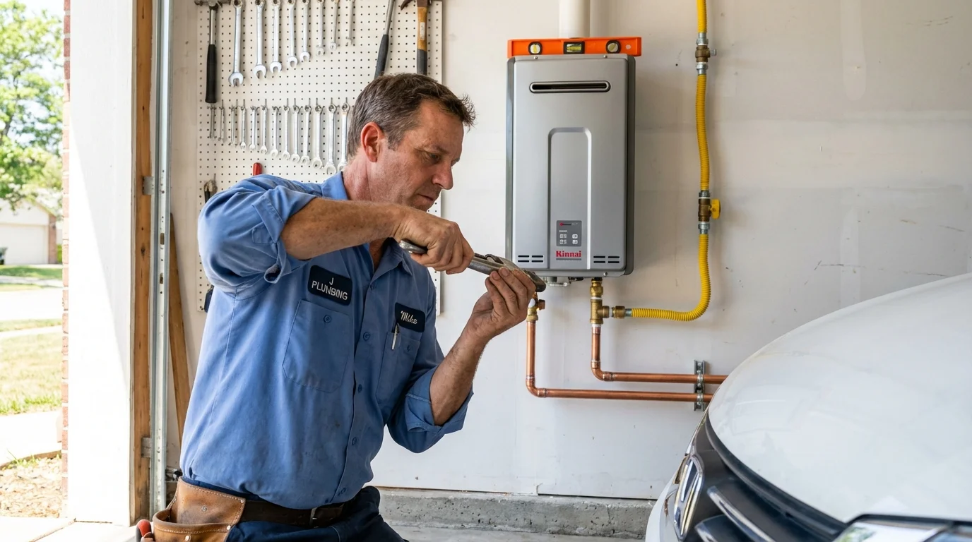 Tankless water heater installation by a Johns Plumbing LLC plumber in Hollister